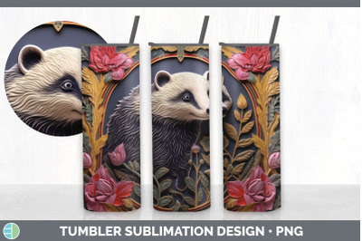 3D Badger Tumbler | Sublimation 20 oz Skinny Tumbler Design