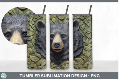 3D Black Bear Tumbler | Sublimation 20 oz Skinny Tumbler Design