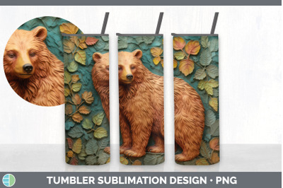 3D Grizzly Bear Tumbler | Sublimation 20 oz Skinny Tumbler Design