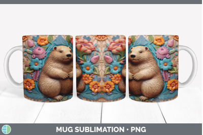 3D Beaver Mug Wrap | Sublimation Coffee Cup Design