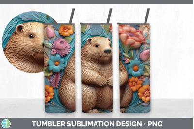 3D Beaver Tumbler | Sublimation 20 oz Skinny Tumbler Design
