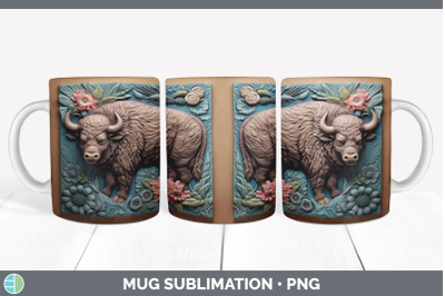 3D Bison Mug Wrap | Sublimation Coffee Cup Design