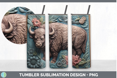 3D Bison Tumbler | Sublimation 20 oz Skinny Tumbler Design