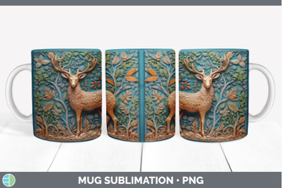 3D Deer Mug Wrap | Sublimation Coffee Cup Design