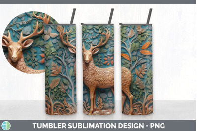 3D Deer Tumbler | Sublimation 20 oz Skinny Tumbler Design