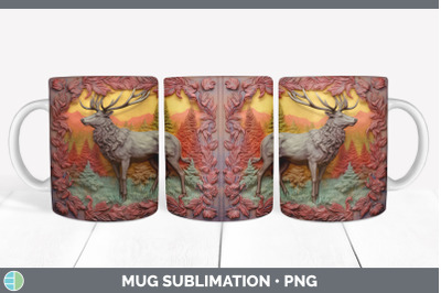3D Elk Mug Wrap | Sublimation Coffee Cup Design