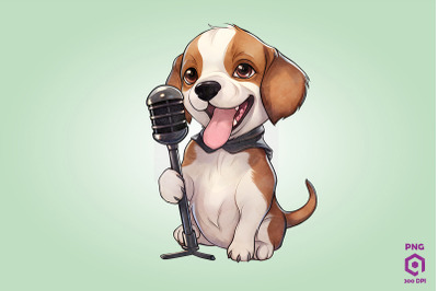 Singer Beagle Dog Clipart