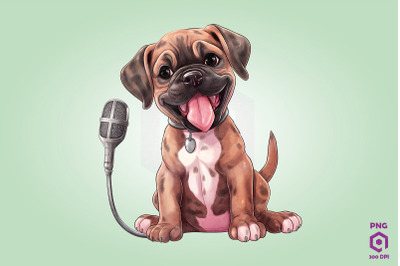 Singer Boxer Dog Clipart