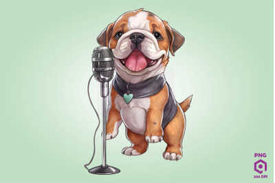 Singer Bulldog Dog Clipart