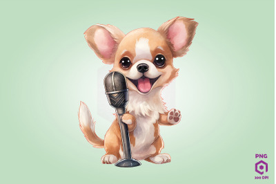 Singer Chihuahua Dog Clipart