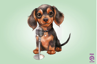 Singer Dachshund Dog Clipart