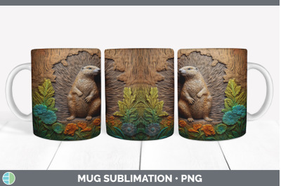 3D Groundhog Mug Wrap | Sublimation Coffee Cup Design