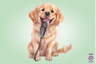 Singer Golden Retriever Dog Clipart