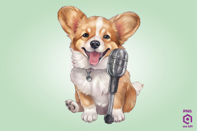 Singer Pembroke Welsh Corgi Dog Clipart