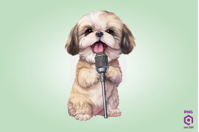 Singer Shih Tzu Dog Clipart