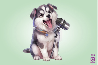 Singer Siberian Husky Dog Clipart