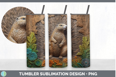 3D Groundhog Tumbler | Sublimation 20 oz Skinny Tumbler Design