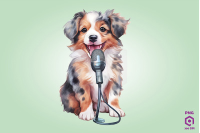 Singer Australian Shepherd Dog Clipart