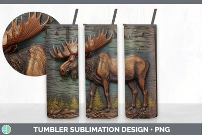 3D Moose Tumbler | Sublimation 20 oz Skinny Tumbler Design