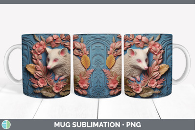 3D Opossum Mug Wrap | Sublimation Coffee Cup Design