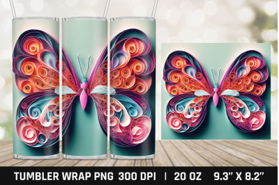 3D Butterflyes Tumbler Design | Tumbler Wrap PNG Sublimation