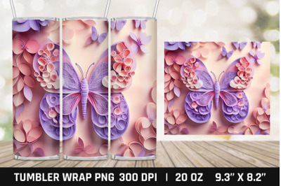 Butterfly Tumbler Sublimation | 3D Butterfly Tumbler Wrap PNG