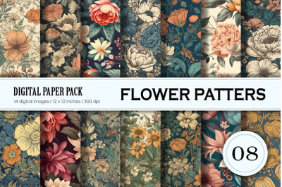 Floral Patterns 08. Digital Paper Set.