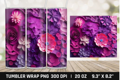 3d Flower Tumbler Wrap PNG | Skinny Tumbler PNG Sublimation