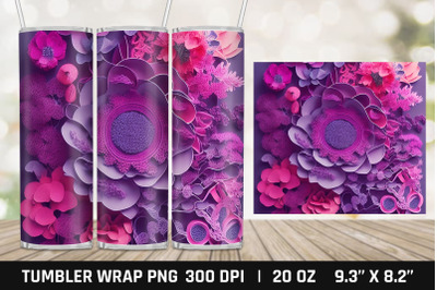 3D Daisy Tumbler Sublimation PNG | Flower Tumbler Wrap PNG