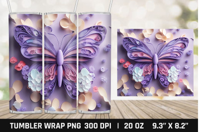 3d Butterfly Tumbler PNG | Skinny Tumbler Sublimation