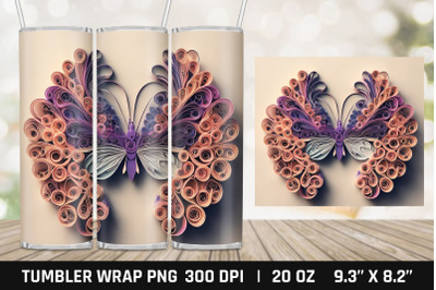 3D Butterfly Papercut Tumbler PNG | Tumbler PNG Sublimation