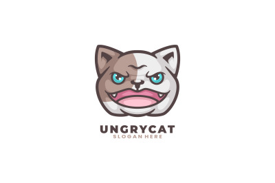 angry cat face vector template logo design