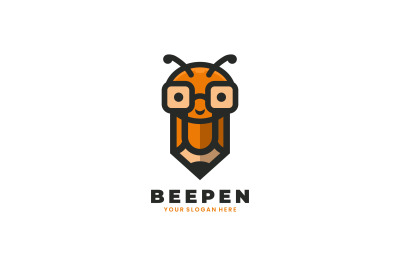 bee pencil vector template logo design