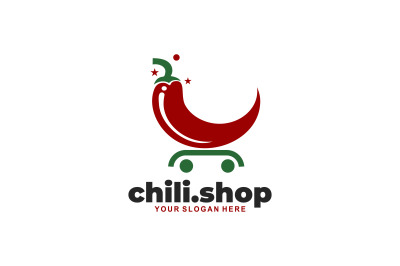 chili shop cart vector template logo design