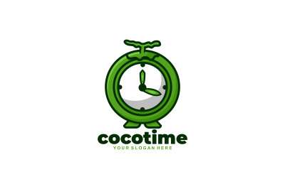 coconut time clock vector template logo design