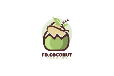 coconut water drink vector template logo design