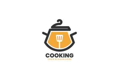 cooking pot vector template logo design