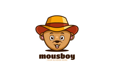 cowboy mouse vector template logo design