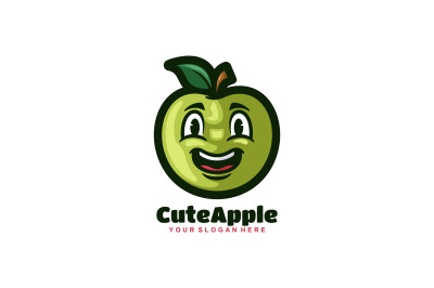 cute apple face vector template logo design