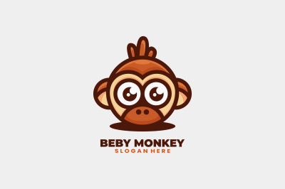 cute baby monkey vector template logo design