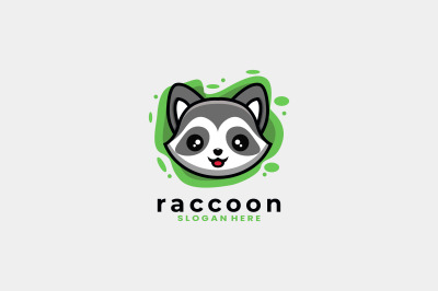 cute baby racoon vector template logo design