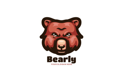 cute bear head vector template logo design