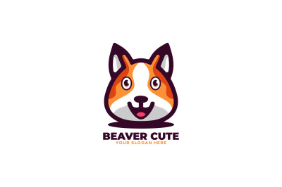 cute beaver vector template logo design