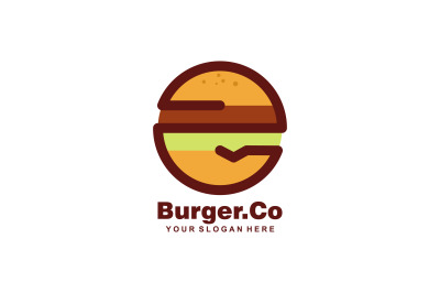 cute burger vector template logo design