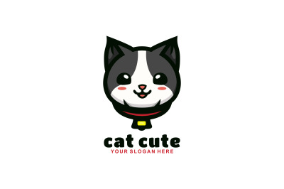 cute cat head vector template logo design