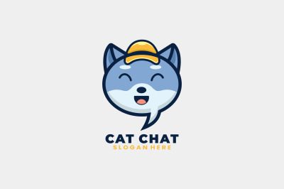 cute cat head vector template logo design