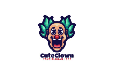 cute clown head vector template logo design