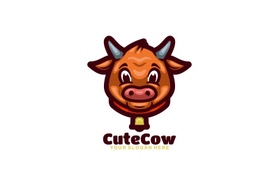 cute cow vector template logo design