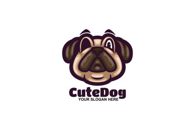 cute dog face vector template logo design