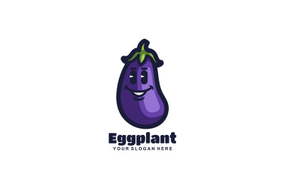 cute eggplant face vector template logo design